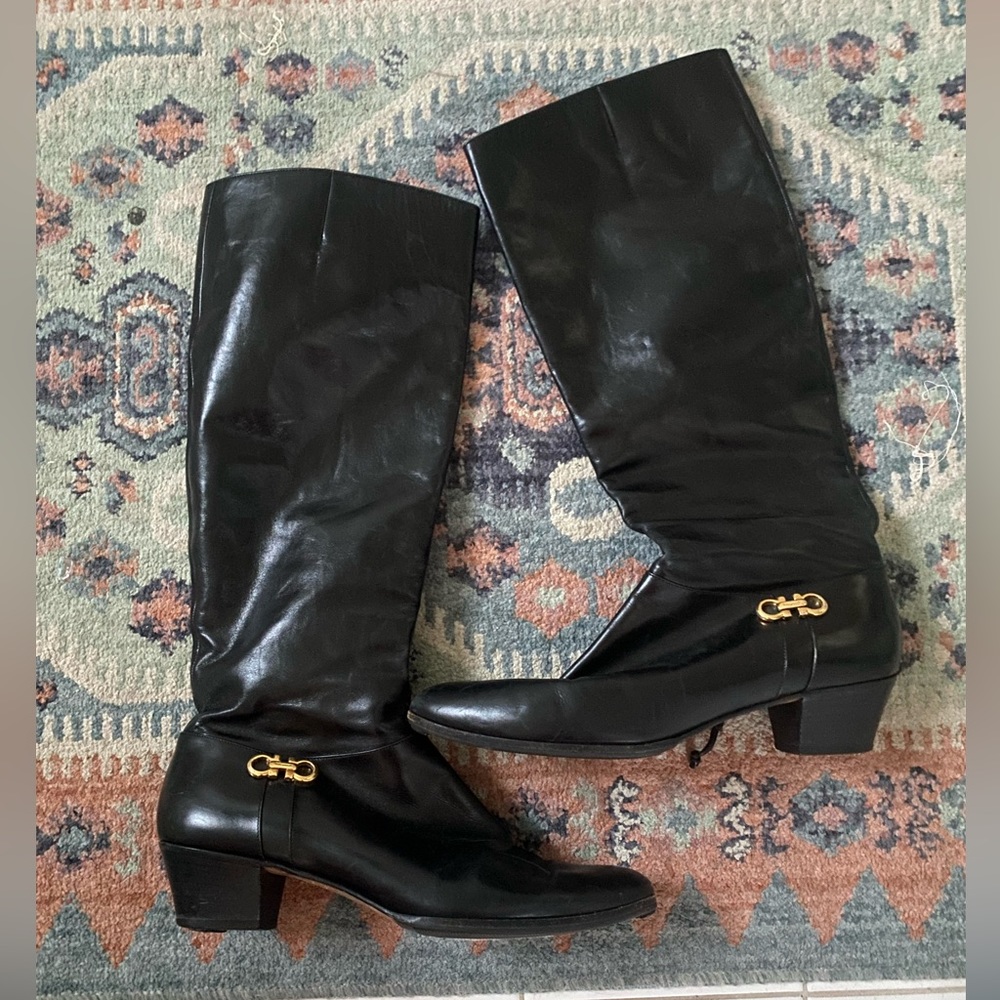 vintage ferragamo leather boots